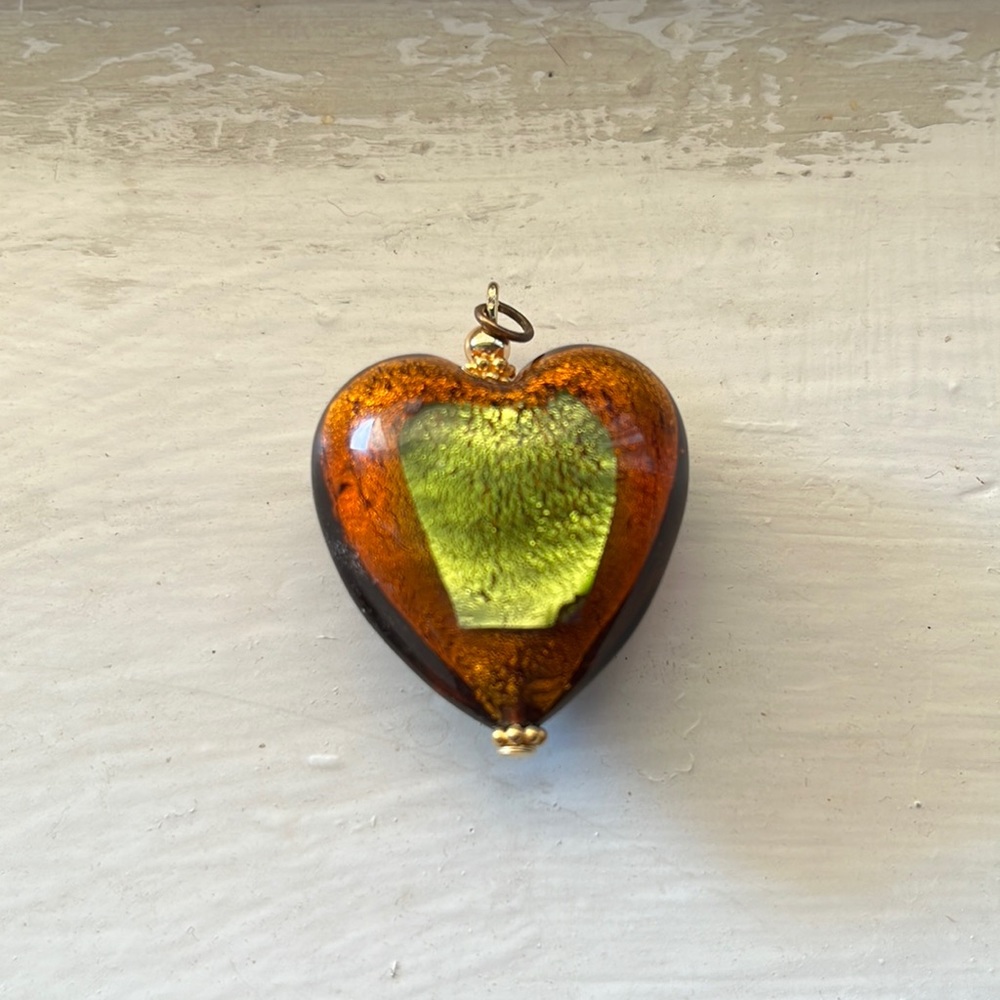 Boho Art Glass Heart Pendant